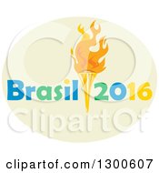 Poster, Art Print Of Torch With Brasil 2016 Text In A Green Oval
