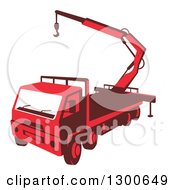 Poster, Art Print Of Retro Red Truck Mounted Hydraulic Crane Cartage With Hydraulic Boom Hoist