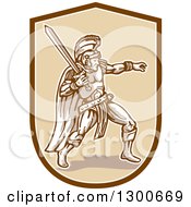 Poster, Art Print Of Fighting Roman Centurion Soldier With A Sword In A Shield