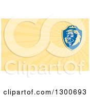 Clipart Of A Retro Male Lion And Pastel Yellow Rays Background Or Business Card Design Royalty Free Illustration