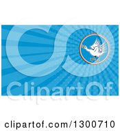 Clipart Of A Cartoon Angry Swan And Blue Rays Background Or Business Card Design Royalty Free Illustration