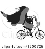 Poster, Art Print Of Black And White Woodcut Grim Reaper Riding A Bicycle
