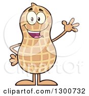Happy Peanut Mascot Character Smiling And Waving