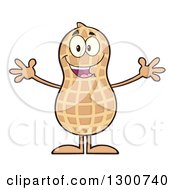 Clipart Of A Happy Peanut Mascot Character Wanting A Hug Royalty Free Vector Illustration