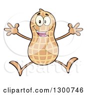 Clipart Of A Happy Peanut Mascot Character Jumping Royalty Free Vector Illustration by Hit Toon
