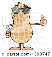 Poster, Art Print Of Happy Peanut Mascot Character Wearing Sunglasses And Giving A Thumb Up