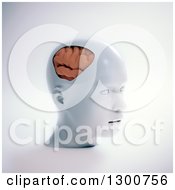 Poster, Art Print Of 3d White Human Head With A Visible Brain