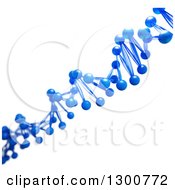 Poster, Art Print Of 3d Diagonal Blue Dna Strand With A Shallow Depth Of Field On White