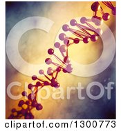 Clipart Of A 3d Diagonal Red Dna Strand With A Shallow Depth Of Field Royalty Free Illustration by Mopic