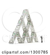 Poster, Art Print Of 3d Tiny Man By A House Of Cash Money Bundles On White