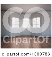 Poster, Art Print Of 3d Oriel Room Interior With Windows And Wood Floors