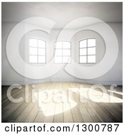 Poster, Art Print Of 3d Oriel Room Interior With Windows And Sunlight Shining On Wood Floors
