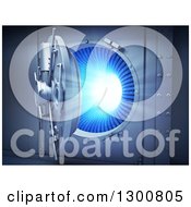 Clipart Of A 3d Open Bank Vault Safe With A Binary Code Tunnel Inside Royalty Free Illustration by Mopic
