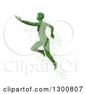 3d Green Leaf Woman Floating On White