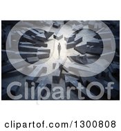 Clipart Of A 3d Lone Woman In A Circle Of Giant Block Arrows Royalty Free Illustration