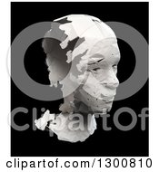 3d Broken Head Sculpture Over Black
