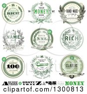 Money Wreath Seals And Design Elements With Sample Text