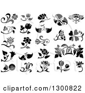 Poster, Art Print Of Black And White Floral Design Elements