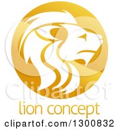 Gradient Golden Male Lion Head Circle Over Sample Text