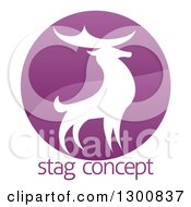 Poster, Art Print Of Gradient Purple Deer Stag Circle Over Sample Text