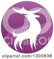 Clipart Of A Gradient Purple Deer Stag Circle Royalty Free Vector Illustration by AtStockIllustration