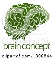 Poster, Art Print Of Green Artificial Intelligence Circuit Board Brain Over Sample Text