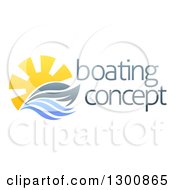 Poster, Art Print Of Sailing Boat Yacht With The Sun And Ocean Waves By Sample Text