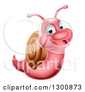 Clipart Of A Cartoon Happy Pink Snail Royalty Free Vector Illustration by AtStockIllustration
