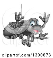 Clipart Of A Cartoon Happy Spider Waving Royalty Free Vector Illustration