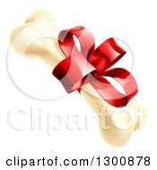 Poster, Art Print Of Dog Bone With A Red Gift Ribbon And Bow