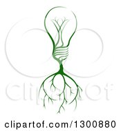 Clipart Of A Green Electric Light Bulb Tree With Roots Royalty Free Vector Illustration