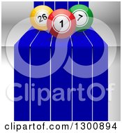 Clipart Of A 3d Step With Blue Stripes And Bingo Or Lottery Balls Royalty Free Vector Illustration