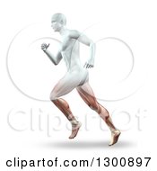 Poster, Art Print Of 3d Anatomical Male Running With Visible Leg Muscles On White