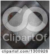 Clipart Of A 3d Rusty Metal Diamond Plaque On Concrete Royalty Free Illustration by KJ Pargeter