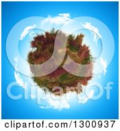 Poster, Art Print Of 3d Tree Covered In Ferns And Heather Within A Circle Of Clouds On Blue Sky