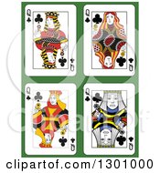 Poster, Art Print Of Queen Of Clubs Playing Cards Over Green