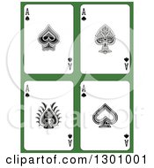 Clipart Of Ace Playing Cards Over Green Royalty Free Vector Illustration
