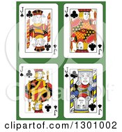 Clipart Of Jack Of Clubs Playing Cards Over Green Royalty Free Vector Illustration by Frisko