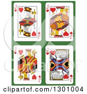 Poster, Art Print Of Jack Of Hearts Playing Cards Over Green