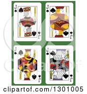 Jack Of Spades Playing Cards Over Green