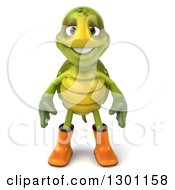 Clipart Of A 3d Tortoise Turtle Gardener In Rubber Boots Royalty Free Illustration