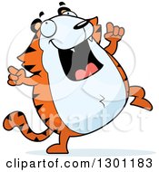 Poster, Art Print Of Cartoon Happy Chubby Tiger Dancing