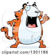 Poster, Art Print Of Cartoon Happy Smart Chubby Tiger With An Idea