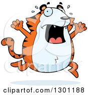 Poster, Art Print Of Cartoon Scared Screaming Chubby Tiger Running