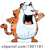 Poster, Art Print Of Cartoon Happy Friendly Chubby Tiger Waving