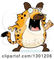 Cartoon Happy Smart Chubby Hyena With An Idea