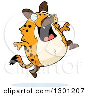 Cartoon Happy Chubby Hyena Jumping