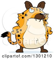 Cartoon Angry Mad Chubby Hyena With Hands On His Hips