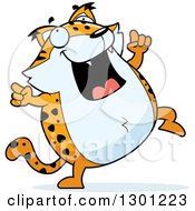 Clipart Of A Cartoon Happy Dancing Chubby Bobcat Character Royalty Free Vector Illustration