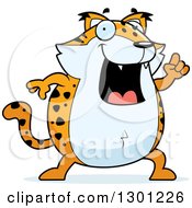 Poster, Art Print Of Cartoon Smart Chubby Bobcat Character With An Idea